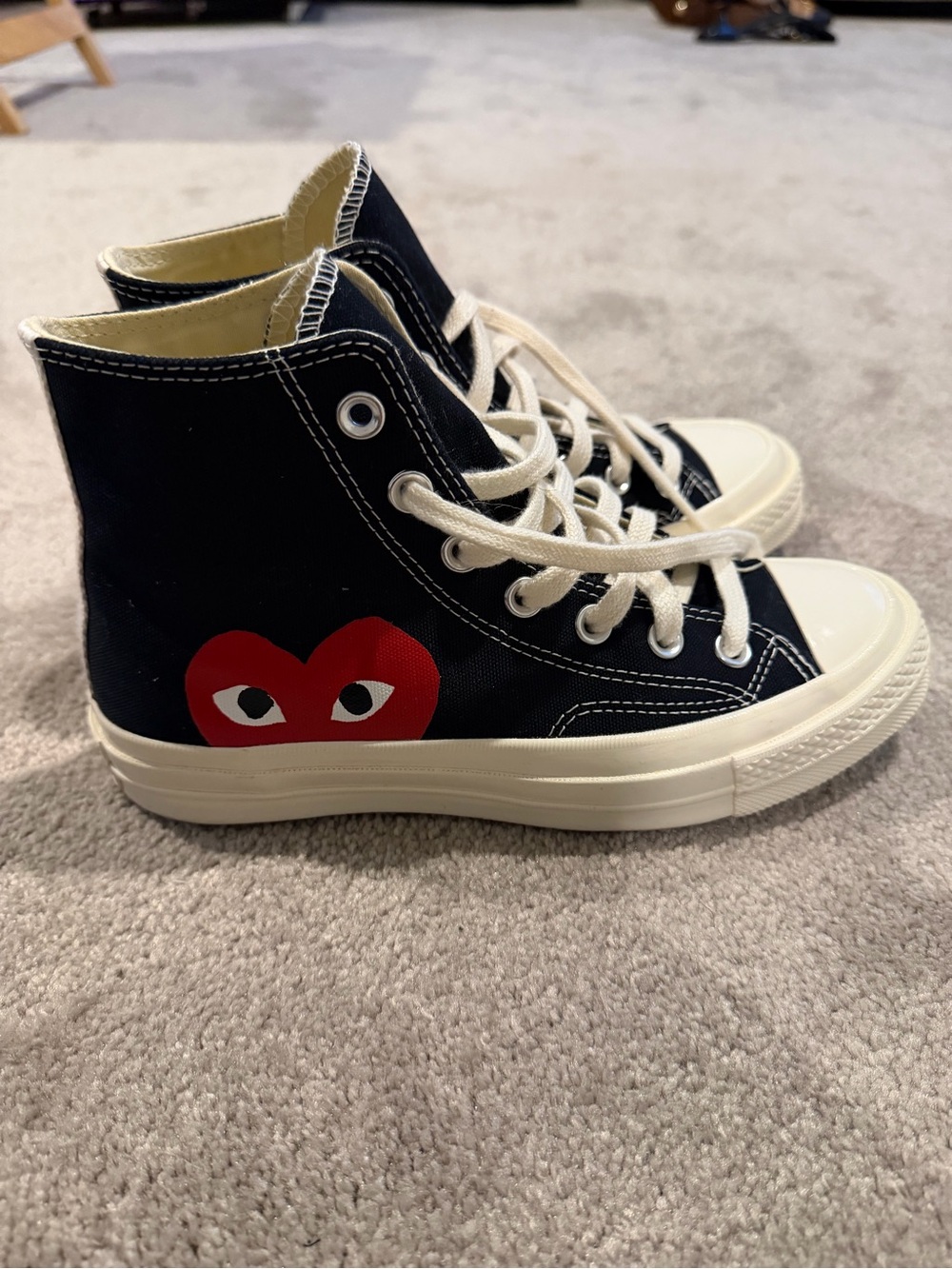 Converse Kids Black High-Top Sneakers with Red Heart Graphic and Cream Accents